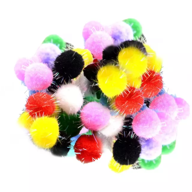 100 Bunte Pompons Zum Basteln Von DIY-Kunst, Weiche Pom-Poms-Dekorationen