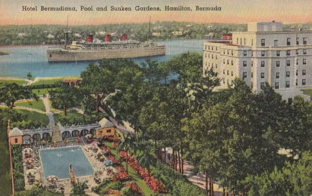 Postcard Hotel Bermudiana Pool + Sunken Gardens Hamilton Bermuda