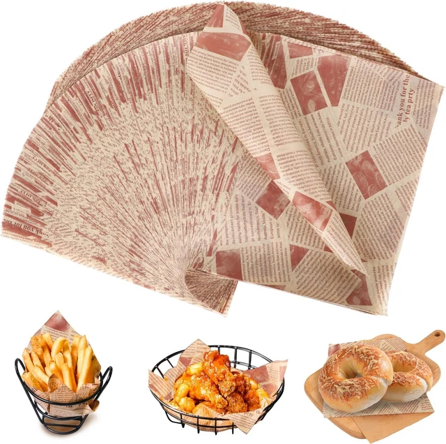 Produktbild von Euablfo 200 Stück Burger-Papier – Fettbeständige Hotdog-Tüten & Käsepapier, 150x150 Mm, öl- Und Wasserdicht Für Sandwich, Pommes & Co.