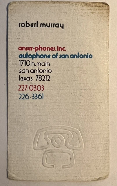 San Antonio TX Anser Phones Autophone Business Card Vintage Card
