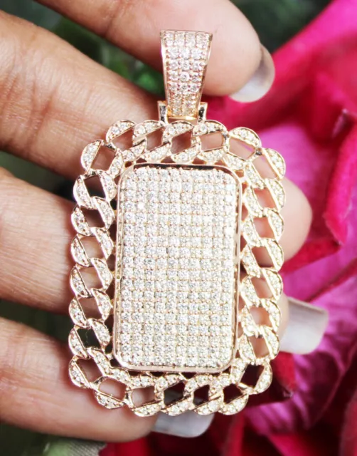 Pendentif de mariage en or rose massif 14 carats avec diamant rond naturel...