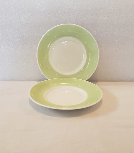 2 VINTAGE SUSIE Cooper Small Bread Plates Raised Spot Apple Green Dots