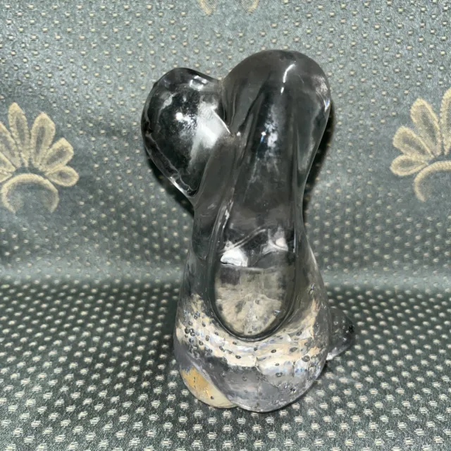 Leonard TOWLE Glass Hound Dog Paperweight Controlled Bubble Art Glass