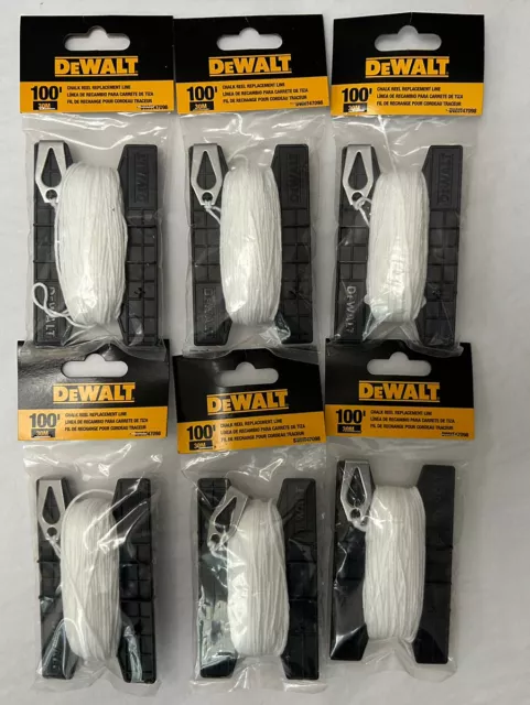 New Dewalt 6-Pack Dwht47098 100 Ft Chalk Reel Replacement Line (C20-19)