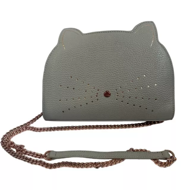 TED BAKER NWT Kirstie Cat Gray Leather and Rose Gold Crossbody 80.00 PicClick