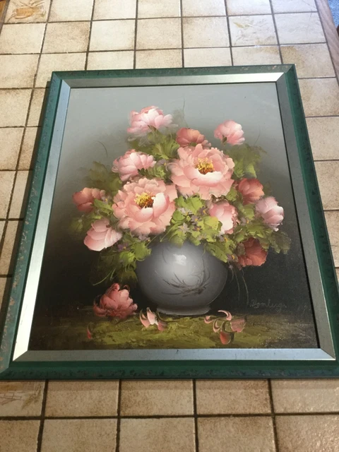 GRANDE NATURE MORTE Fleurs Ancien Tableau Huile Sur Toile Signe EUR 50 ...