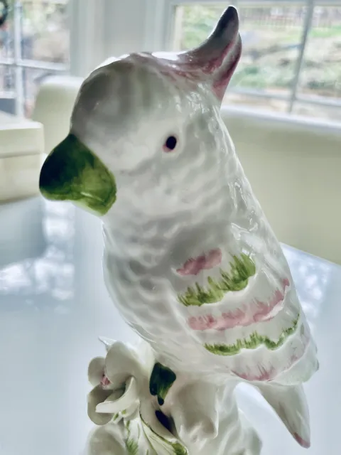 MCM Italian “AIN” Ceramic Cockatoo Parrot Figurine Collectable, Original Sticker