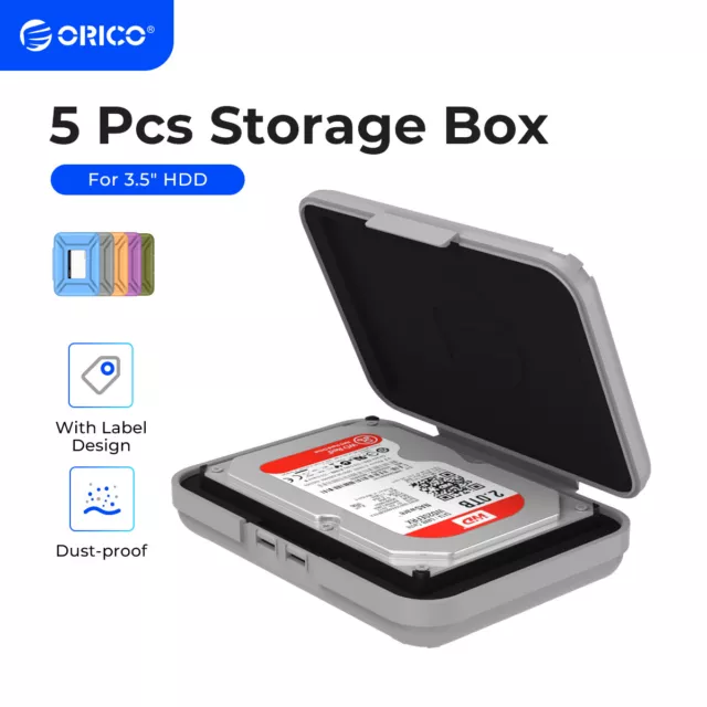 ORICO 1/5er-Pack Festplattengehäuse-Schutzbox für 3,5/2,5'' SSD Stoßfeste Tasche