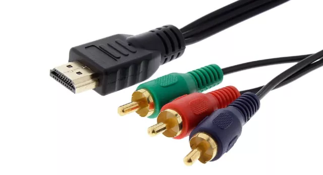 2m HDMI Sur 3fach Rca RGB Yuv Câble Plaqué Or #c635