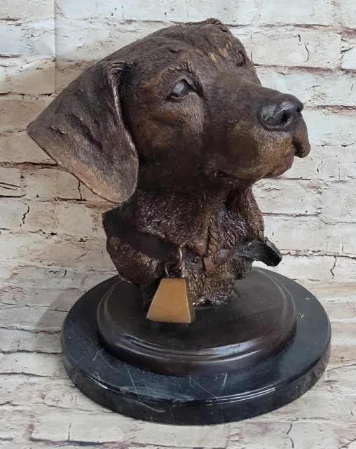 De Colección Bronce Escultura Dorado Retriever Artesanal Busto Hogar Figura