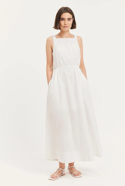 NWT COUNTRY ROAD Elastic Detail Maxi Dress [Size 12] White Long Linen  Cotton $99.99 - PicClick AU