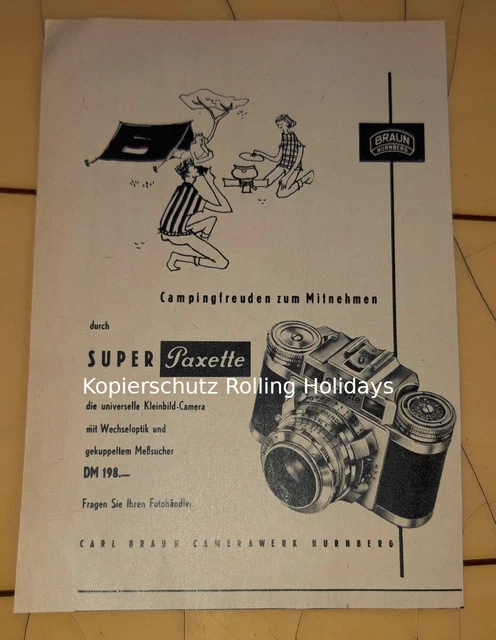 Werbung – Super Paxette – Carl Braun Camerawerk (Nürnberg) – 50er Jahre