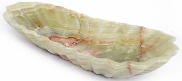 Natural Green Onyx Hand Carved Fruit Dish, Length: 14" & Height: 3"