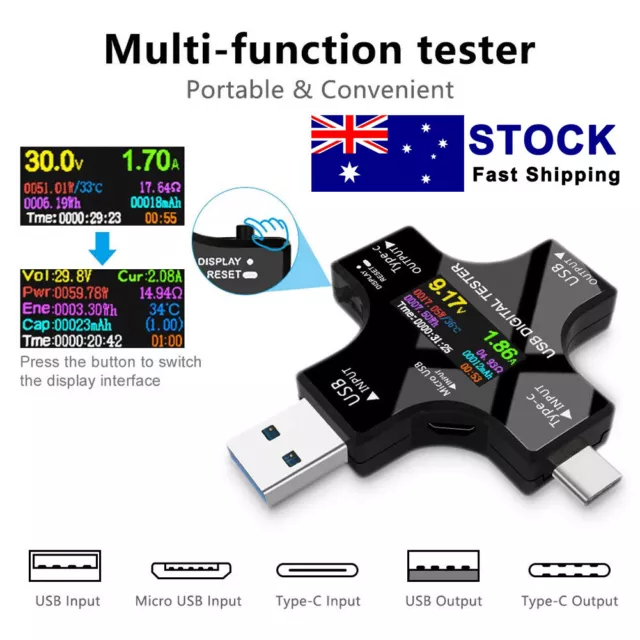 Type-C USB Meter Tester Multimeter Voltage Current Power Working Time Detector