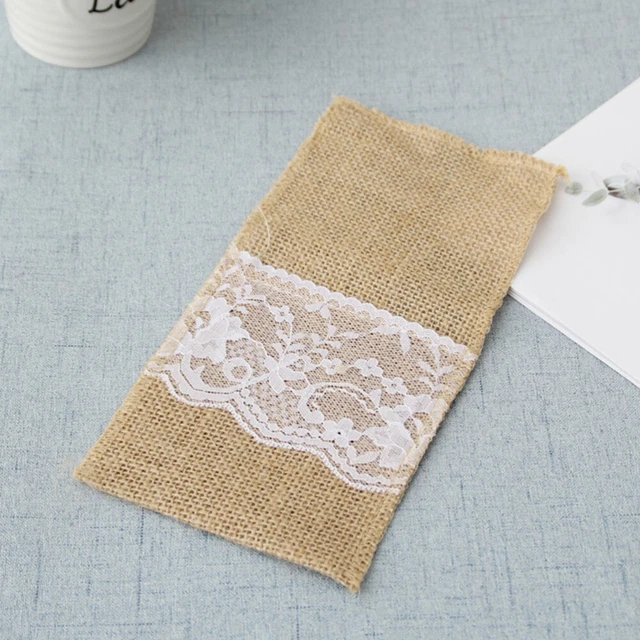 12 pz borsa per stoviglie natalizie vintage decorazione Babbo Natale pizzo sposa