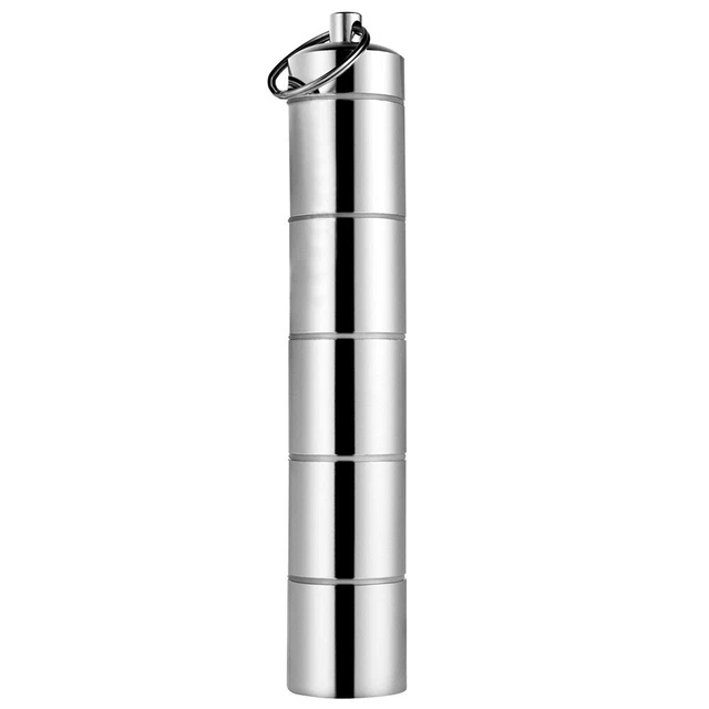 6 layer Waterproof Pill Medicine Stash Box Keyring Case Bottle Holder Container