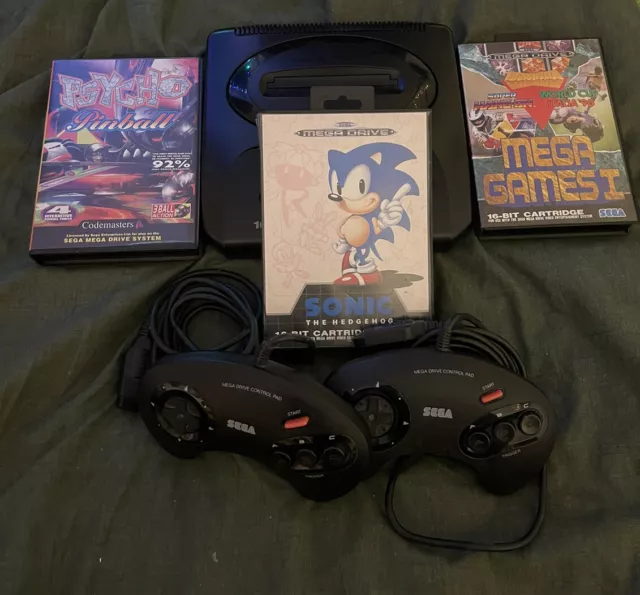 Sega Mega Drive II Console - Black With 3 Games And 2 Controllers