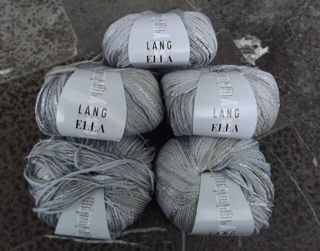 Lang Yarn Ella, cotton blend, New, 160 m/176 yards each, 5 ball lot silver 0023