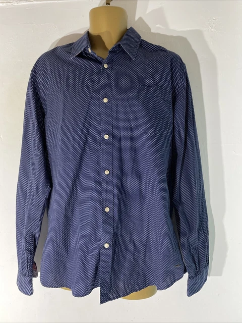 mens Scotch & Soda XL Large Blue Spot Long Sleeve Smart Casual Work Suit shirt