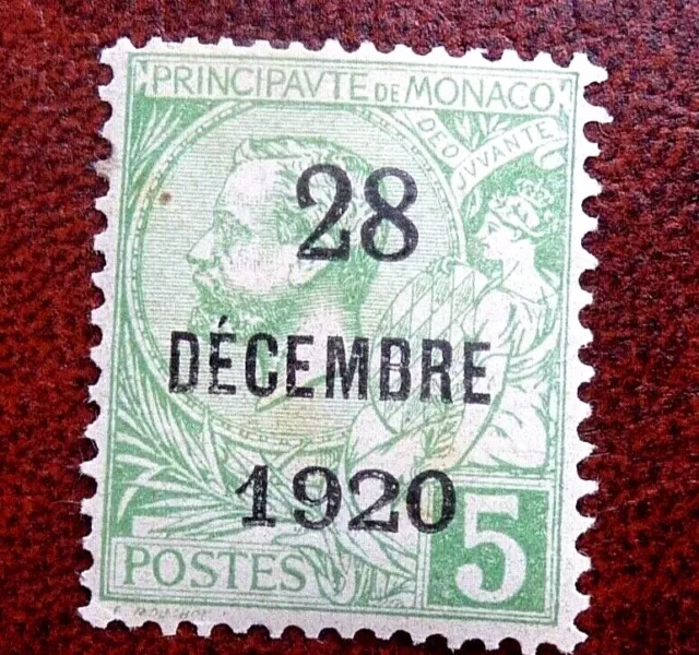 22 S ]  Monaco - Stamps - 1921 -Sg 48 - Optd 28 Decembre 1920 - L/M/Mint -