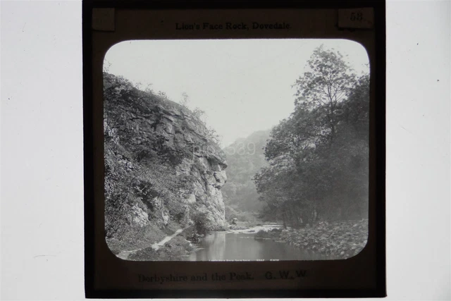 Lion's Face Rock Dovedale Derbyshire By GW Wilson - Glass Lantern Slide