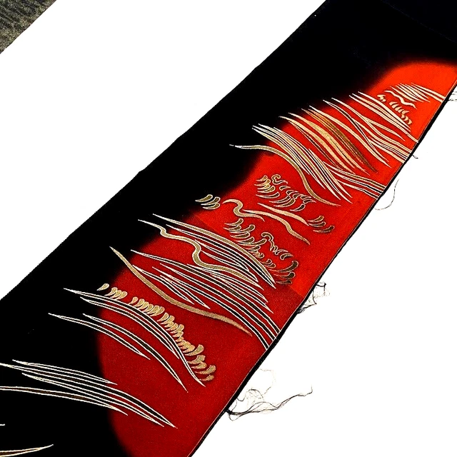 Mystic #G 7x41 Hand Painted Tomesode Black Silk Kimono Fabric ToD93