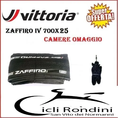 Copertoncino 700X25 VITTORIA ZAFFIRO IV Bici Corsa Strada Pieghevole + Camera