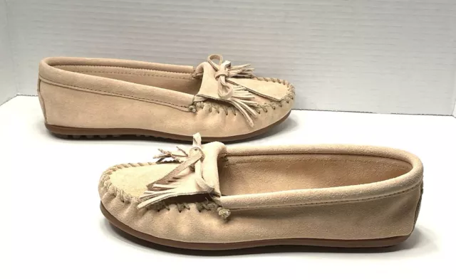 Minnetonka Suede Moccasins Blush Pink KILTY HARDSOLE MOC Women’s Size 8 US- NEW!