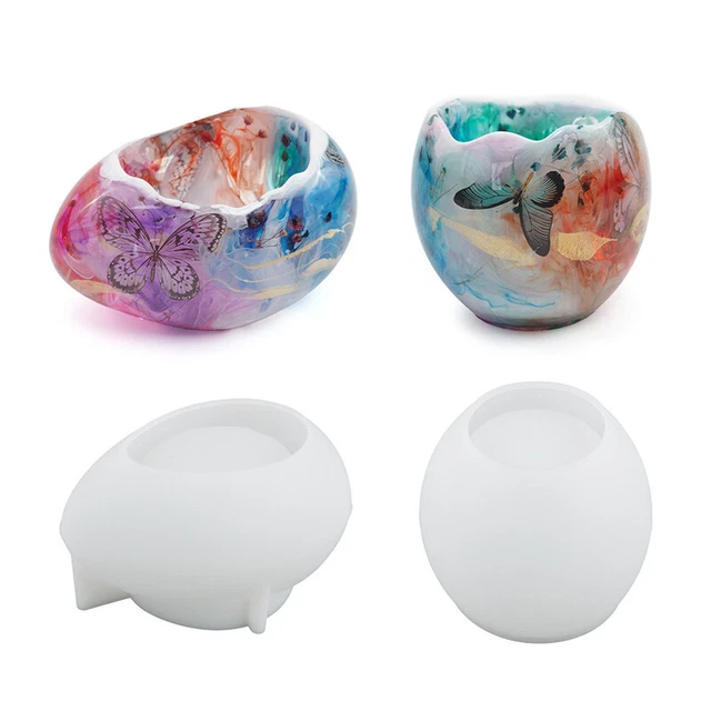 Egg Shape Candle Jar Mold Plaster Cement Jewelry Storage Box Silicone Molds