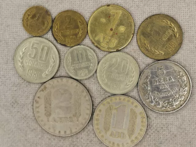 Lot 62 , Bulgarien 10 Umlaufmünzen, Sammlung, 1 Stotinka-2 Leva, mit 5 Leva 1943