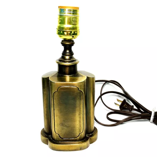 BRASS TEA CANISTER TABLE LAMP Chinoiserie Caddy Asian Solid Heavy Duty Vintage