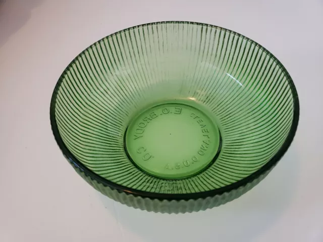 Vintage EO BRODY Co Emerald Green Glass Bowl Candy Dish Cleveland USA