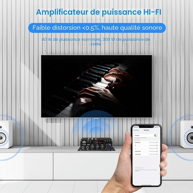 Mini Plan AMPLIFICATEUR HIFI STÉRÉO Pour Enceintes De Maison, AK-390 Bluetooth5.0 ...