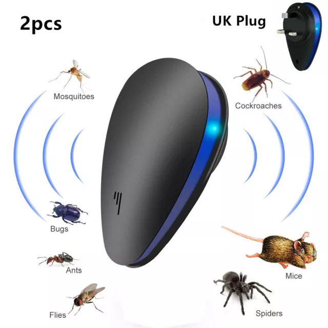 2Pcs Ultrasonic Electronic Pest Reject Repeller Anti Mosquito Bug Insect Killer