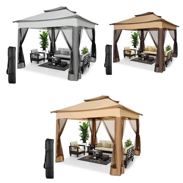 Pavillon 3,3x3,3M Wasserdicht Partyzelt Gartenzelt UV Faltpavillon Popup Faltbar