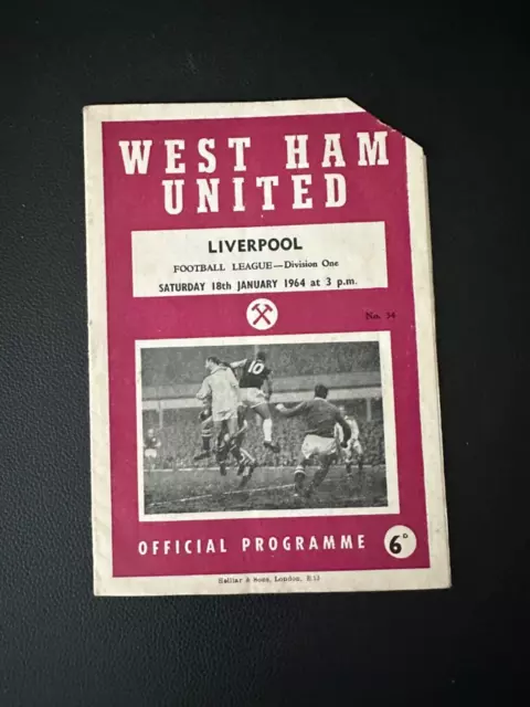 westham v liverpool 18th jan 1964