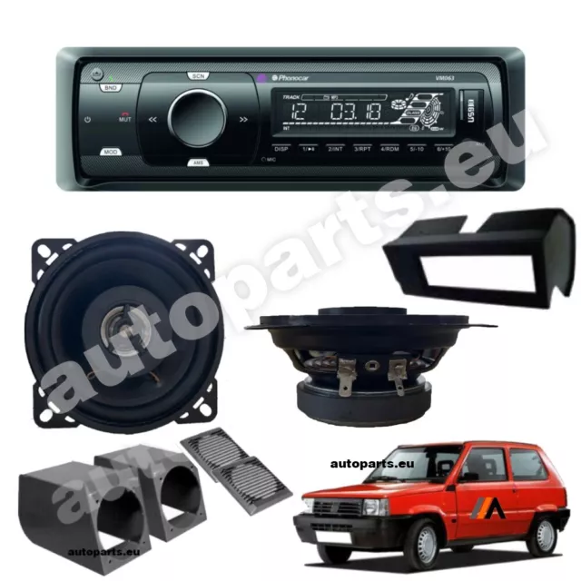 Kit Autoradio 1DIN Phonocar + Casse Altoparlanti 10cm per Fiat Panda 141