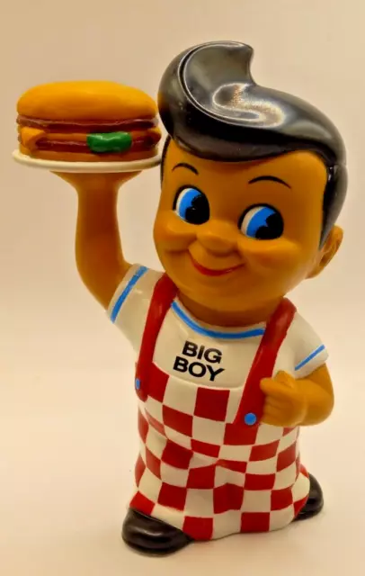 Vtg Big Boy Coin Bank Holding Plate W/ Hamburger Elias Brothers 8" Funko Statue