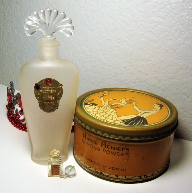 Richard Hudnut Three Flowers Mini Perfume & Toilet Water Bottle, Dusting Powder