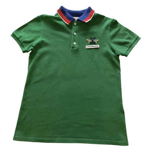 GUCCI POLO SHIRT Medium Mens Animalium Regular Fit Grey Embroidery
