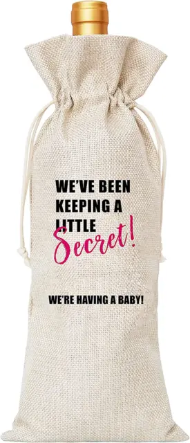 Baby Announcement Wine Bag, Gift for Baby Reveal, Pregenancy Announcement, Mom a
