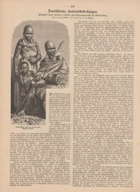 G. A. Fischer Forschungsreise Ostafrika Massai Zeitungsartikel von 1885 DOA