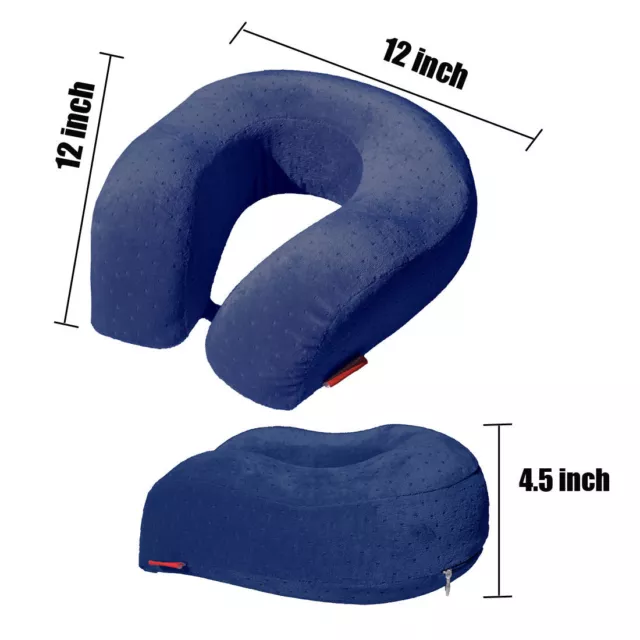 Navy Memory Foam Therapeutic Comfort U-shaped Travel Neck Pillow Support Cushion 2