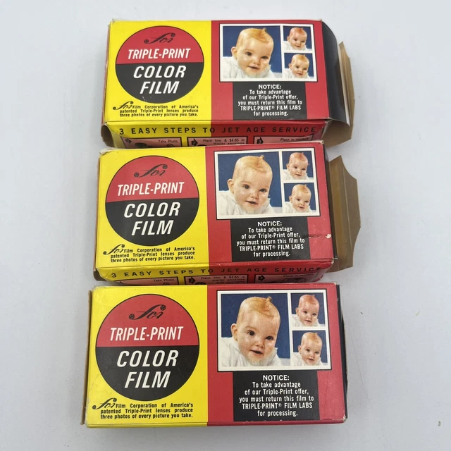 Lote de 3 películas de 126 colores triple impresión - 12 rollos de exposición - caducado 1976 - sellado