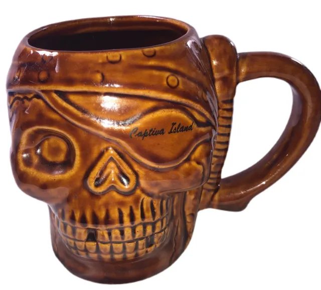 Grand Cayman Pirate Stein Rum Point  Skeleton Skull Mug Tiki Cup