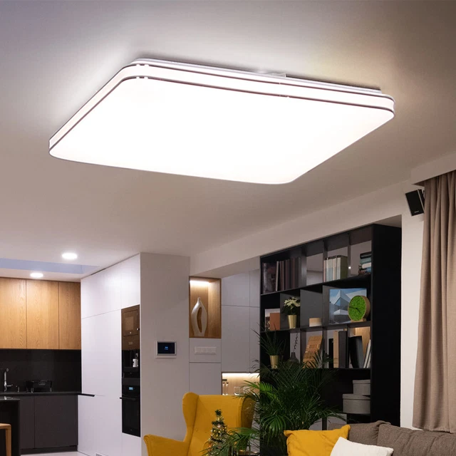 Nettlife Panneau LED 120 X 30 Cm, Intensité Variable, Plafonnier Plat Et Long, Couleur RVB, Avec Télécommande, 36 W - Maison