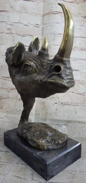 Maravilloso Y Realista Bronce Rhino Escultura Busto Cabeza Por Dali Hot Reparto