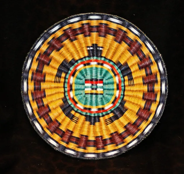 An Older Hopi Basket Tribal Wicker Turtle Plaque 12 3/4'd x 1 1/2" deep