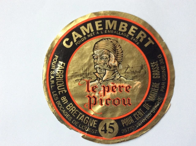 Ancienne étiquette de fromage Camembert Le Pere Picou  Fb Vern sur Seiche