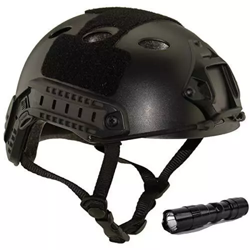 Tactical Helmet, Airsoft Army Military Style PJ Type Fast Helmet with NVG Mount